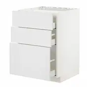 METOD / MAXIMERA base cab f hob/3 fronts/3 drawers, white/Stensund white, 60x60x80 cm