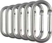 Aluminum Oval Carabiners Clip Spring Snap Hook Keyring for Keychains Grey (6Pcs)