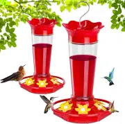 Glass Hummingbird Feeders for Outdoors Hanging Ant & Bee Proof Clear 10OZ 2 Pack