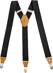 SULIHUAMen's Braces,Braces for Men Trousers,3.5 cm Width,Long Strip Y Form, Adjustable and Elastic, 3 Sturdy Metal Clips for Workwear Jeans Trousers Jumper, Black, Ultra-long