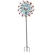 Sunnydaze Rainbow Breezes Metal Garden Wind Spinner - Removable Pole Sections...