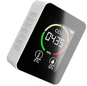 CO2 Gas Detector Air Monitor Temp Humidity Home Car Hotel Use Compact LCD Display Continuous Monitoring White