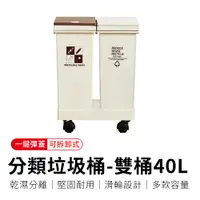 在飛比找PChome24h購物優惠-【御皇居】分類垃圾桶-雙桶40L(廚房移動式回收垃圾桶)