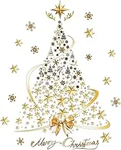 Christmas Tree Window Decal, PVC Static Cling Sticker, Reusable Holiday Decoration, Easy Peel Festive Design, Removable Art for Home Offices Decor 17.71in