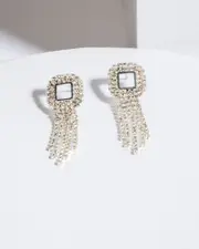 Crystal Square With Crystal Drop Earrings