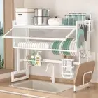 Dish Drying Rack, White Over The Sink Dish Drainer Drying Rack 2 Tier Dish Ra...