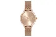 Olivia Burton Ultra Slim Bee Carnation Gold Steel Mesh Women's Watch - 24000020