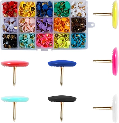 Thumb Tacks 600Pcs Colored Push Pins,Flat Round Head Thumbtack with Go...