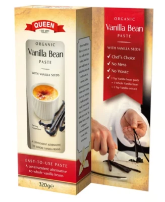 320g Queen Certified Organic Vanilla Bean Paste - Tube with Vanilla Seeds