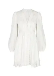Zimmermann August Lace-panelled Linen Mini Dress - Ivory - 2 (UK 12 / M) 2 (UK 12 / M)