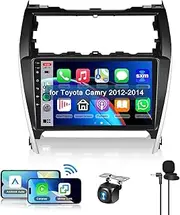 8Core 2G+64G Core for Toyota Camry2012-2014 Android Car Stereo with Wireless Carplay Android Auto, 10.1" HD 1280 * 720P IPS Touchscreen Radio with GPS WiFi DSP Audio Bluetooth 5.0 Backup Camera SWC