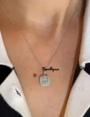 5mm Cushion Cut Simulated Diamond Helo With Accent Women's Chain Pendant Necklac