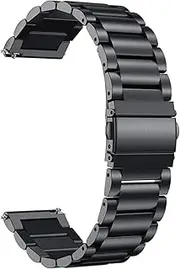 [ONE ECHELON] Quick Release Watch Band Compatible With Emporio Armani ART3000 Stainless Steel Glossy Finish Metal Replacement Strap (Black), Stainless Steel, no gemstone