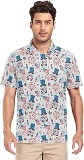 [ZZXXB] July 4th Independence Day Gnome Fireworks Men's Polo Shirts Short Sleeve Quick Dry Athletic Outdoor Sports Golf Shirts S-XXL
