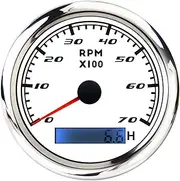 ALAGPNPMZH 85mm Car Boat Tacho Sensor Marine Tacho Meter with LCD Hourmeter 3000 4000 6000 8000 RPM Tachometer 12V/24V with Red Backlight Speedometer(7000RPM WS)