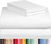 LuxClub 6 PC Sheet Set Bamboo Sheets Deep Pockets 18" Eco Friendly Wrinkle Free Sheets Machine Washable Hotel Bedding Silky Soft - White California King