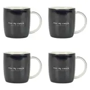4PK Annabel Trends Coffee Mug Porcelain Pull My Finger Cup w/ Handle 9cm BLK