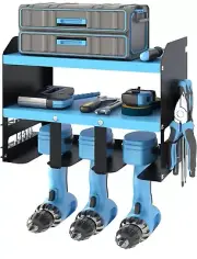 Tool Shelf Organizer 3 Tier Metal Racks 3 Drill Holder
