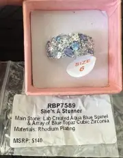 Bomb Party “She’s A Stunner”! Rhodium Ring SZ 6 RBP7589