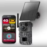 Trail Camera Outdoor 4G Solar Panel 2K LIVE Real-Time GPS No Glow Night Vision