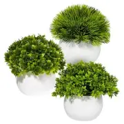 3-Pack Artificial Potted Plants Mini Faux Greenery in Small White Pots for