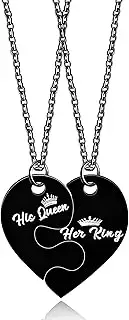 [Vivaday] 2PCS Puzzle Couple Necklace | Engraved Friendship Heart Matching Necklaces | Custom Adjustable Eternal Love Stainless Steel Jewelry | Represents Together To Form A Whole Y3663