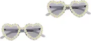 [TEHAUX] 2pcs Heart Party Props Sunglasses Rimless Frameless Vintage Eyewear Personalized Photo Props
