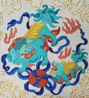 Decorations Hand Painted Needlepoint Canvas FOO DOGS 22"