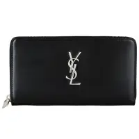 在飛比找momo購物網優惠-【YSL】YSL Classic經典銀字LOGO光滑小牛皮拉