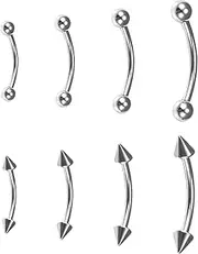 [BLISI] 8PCS Body Piercing Jewelry Lot 16G Titanium Nose Septum Lip Cartilage Tragus Eyebrow Industrial Barbell Horseshose Piercing Kit Jewelry 6mm/8mm/10mm/12mm