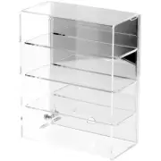 Plymor Acrylic Locking Case, Sliding Back, 3 Shelf Mirrored 12.75" x 10.25" x 5"