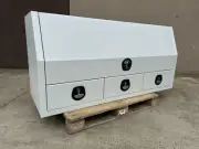 WHITE Aluminium Tool Box 3/4 Side Opening Ute Tray3 Drawers Toolbox 1800 600 850