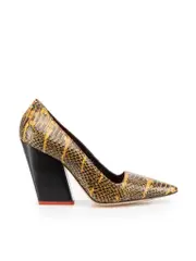 Brown Python Leather Pumps