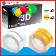 (2Clear+2Yellow) LabelTape For Dymo 20008 1540 Dymo 1595GY Label Makers