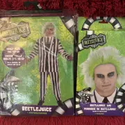 Beetlejuice Men's Adult Costume Suit Size 2XL Fits 48-52 2PCS NWT And Wig