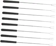 TOPPERFUN 8pcs Telescoping BBQ Forks Set Retractable Skewers with Ergonomic Handles for Campfire Cooking for Group Bbqs and Smores