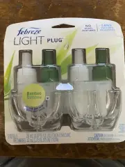 Febreze 2 PACK LIGHT Plug Air Freshener, BAMBOO, .87 fl oz each liquid refills