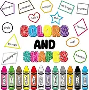 Colors and Shapes Bulletin Board Decorations Crayon Colors Recognition Classroom Decorations Shapes Educational Cutouts Colorful Back to School Chalkboard Wall Decor for Toddler Kindergarten Preschool