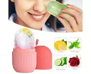 Ice Roller for Face Facial Roller Massager (De-Puff Eye Bags, Reduce Migraine Pain) Reusable Silicone Face/Neck Ice Mold for Naturally Skin Care - Pink