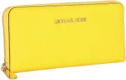 Michael Kors NS Jet Set Saffiano Leather Zip Around Travel Wallet Yellow Citrus