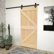 Sliding Door with Hardware Set 90x210 cm Solid Pine Wood