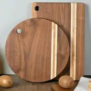Black Walnut Wood Cutting Board Round Rectangular Chopping Slicing Blocks Tray L