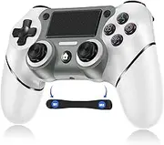 Sombbry Wireless Controller for PS4, White ps4 controller with Dual Vibration/ 6-Axis Motion Sensor/Audio Jack/Touch Pad/Share Button, p-4 Accessories Perfect Adaptive Full Version 4/4 Pro/Slim.
