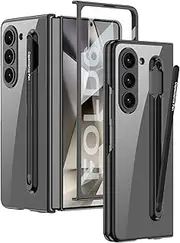Case for Samsung Galaxy Z Fold6, Fashionable and Shockproof Transparent Fold6 Case with Screen Protector and Pen Holder and Pen (Black,for Galaxy Z Fold6)
