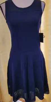 Cynthia Rowley Navy Knit Skater Dress Womens SZ S