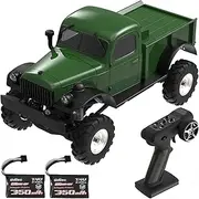 captainrc RC Military Truck 1:24 Scale 4x4 RC Vehicle, 2.4GHz Military Vehicle All Terrain Off-Road Truck (Green)