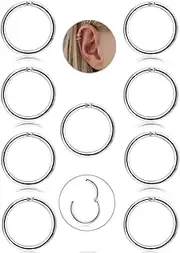 [Kakonia] 9 Pcs Stainless Steel 16g Cartilage Hoop Earrings for Women Men Nose Hoop Ring Helix Septum Conch Daith Lip Tragus Piercing Jewelry
