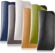 [CREPUSCOLO] 6 Pack Soft Glasses Cases, Leather Eyeglass Cases Travel Glasses Case for Women, Men, Kids, Brown