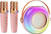 Wireless Karaoke Machine - Karaoke Speaker with Two Microphones,LED Lights, Sound Machine for Family Home Gathering, Computer Speaker