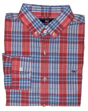 Vineyard Vines Slim Fit Harrigans Plaid Men's Shirt in Jetty Red $98.50 XS,S,M